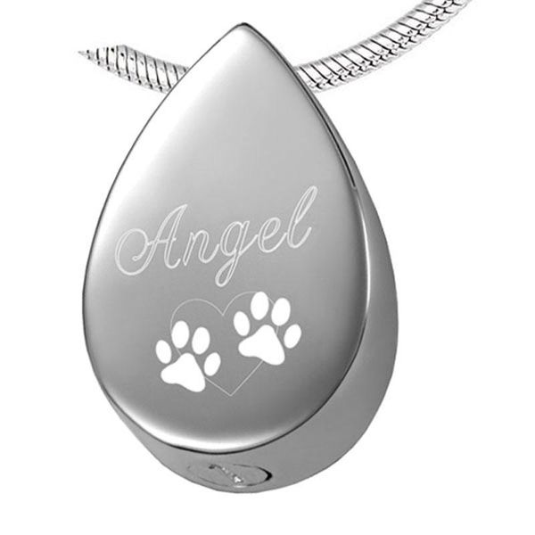 

pendant necklaces sjfe993 cremation necklace engraved angel for memorial stainless steel teardrop ashes holder urn locket, Silver