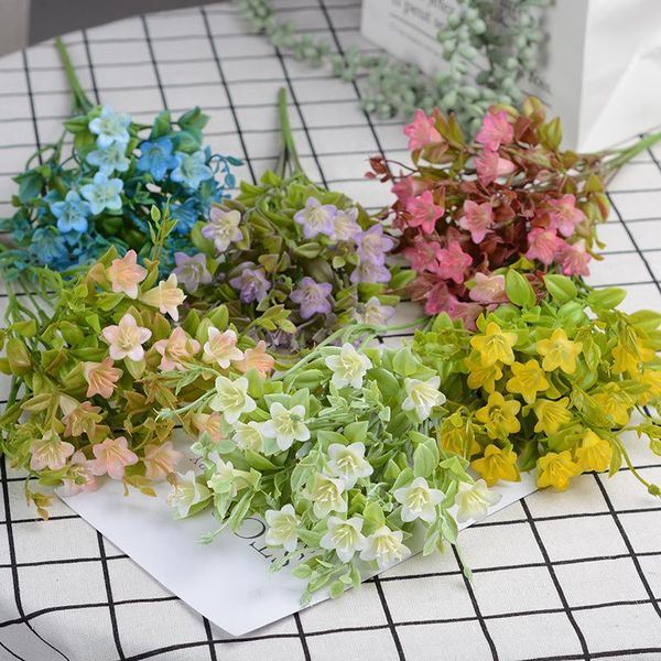 

mini artificial flowers with leaf plastic fake lily aquatic plants home room wedding decoration flower flores artificiales decorative & wrea