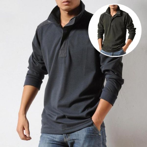 

men's casual shirts thick classic zipper neck long sleeve autumn shirt breathable for daily wear, White;black