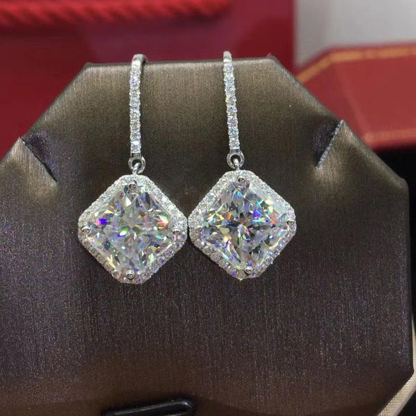

dangle & chandelier gorgeous silver color crystal square zirconia drop earrings women brilliant bridal marriage gift fashion jewelry