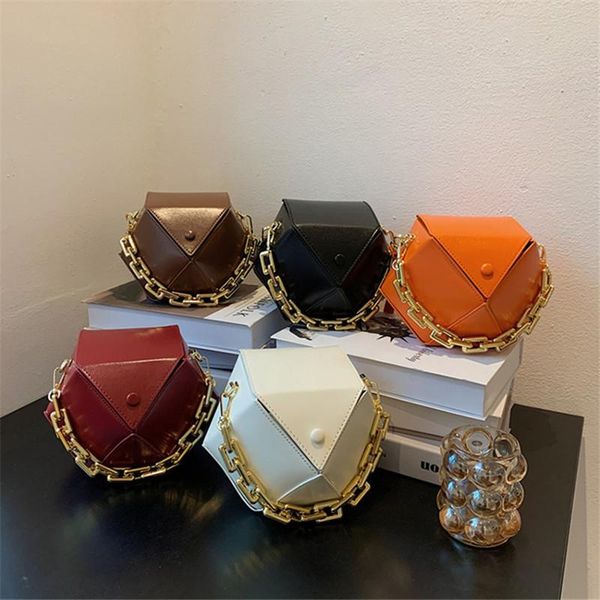 

evening bags thick chain tote bag 2021 winter high-quality pu leather women's designer handbag vintage mini shoulder messenger purses