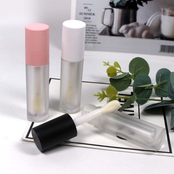 

20/50pcs 5ml empty lip gloss tubes with wand, frosted tube bottles plastic lipstick brush and rubber sers storage & jars1