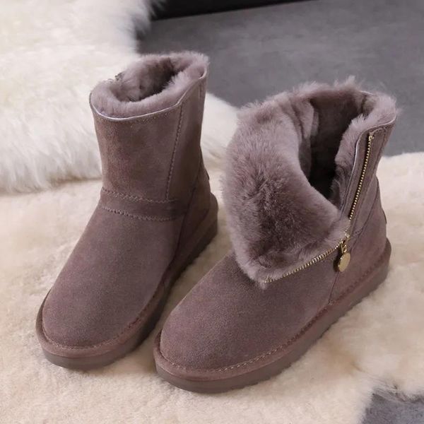 

boots winter women's shoes warm thick plus velvet cotton non-slip flat snow fashion ladies footwear botas femininas, Black