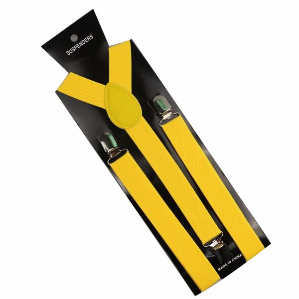 

1 inch wide black red yellow y-back clip on women men suspenders braces, Black;white