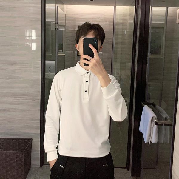 

men's polos lapel slim fit shirts cotton sweetshirts casual custom fashion striped ropa hombre mens clothing dh50pl 1s8i, White;black