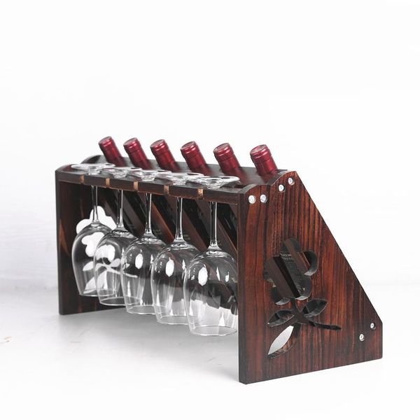 

ice buckets and coolers creative wine holders decoration glass rack household living room solid wood goblet wooden hanging red shelf