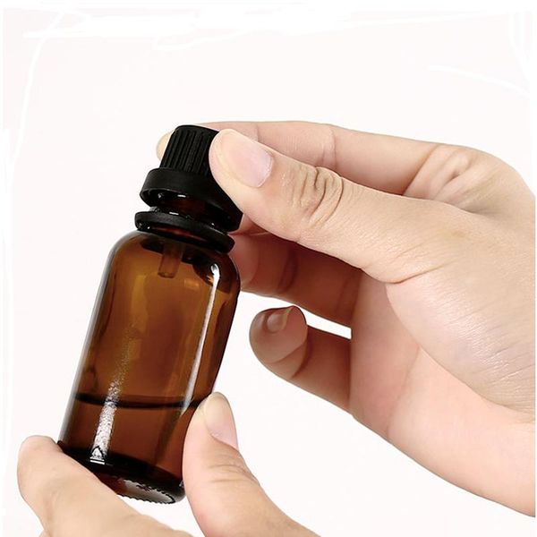 

storage bottles & jars 1pcs 5ml 10ml 15ml 20ml 30ml 50ml amber glass essential oil bottle for perfume empty refillable cosmetic