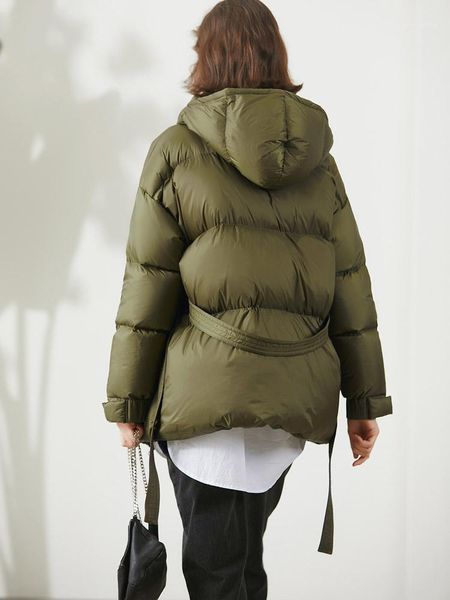 

women's down & parkas 2021 black hooded lace-up plus size jacket