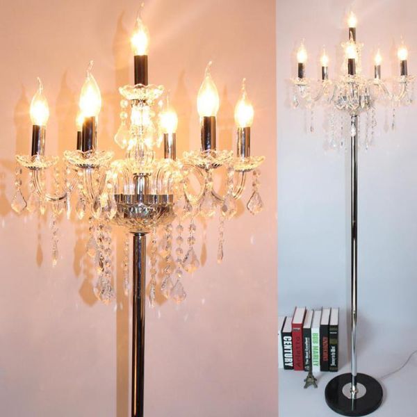 

floor lamps modern led candle lamp for living room wedding crystal candlestick chrome lambader party light 110-240v e12/e14