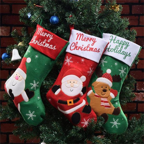

christmas decorations gift stocking sock santa claus snowman xmas tree hanging decor candy bag ornament