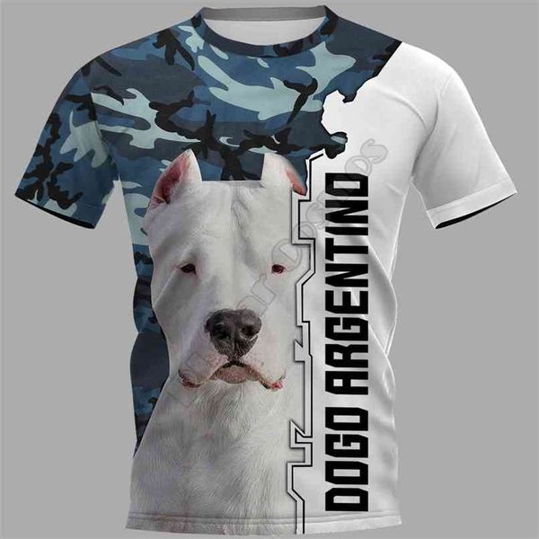 Dogo Argentino 3D Impresso T-Shirt Harajuku Streetwear Camisetas Animais Engraçados Homens de Animais Engraçados Para Mulheres Manga Curta Drop 06 210813