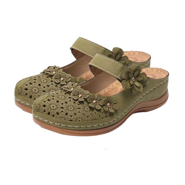 

sandals flowers dating closed toed flat slippers daily women backless vintage shopping traveling casual antil slip mules shoes werr, Black