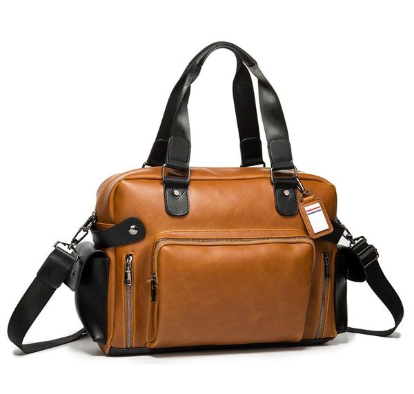 

natural cowskin leather men's briefcase fashion large capacity bags male shoulder lapbag