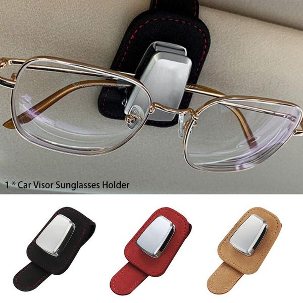 

car organizer visor sunglasses holder with card clip anti scratch interior trim space saving artificial leather lightweight multifunction