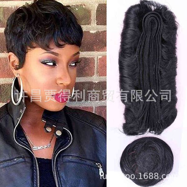 

short human small hair curly femi 28 piece body wig, Black;brown