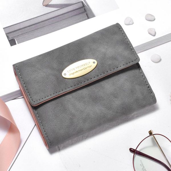 

wallets ladies coin bag small wallet women short three-fold card holder purse retro matte mini, Red;black