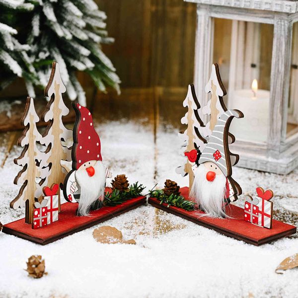 

christmas new decoration wooden pinecone forest elderly ornament faceless doll