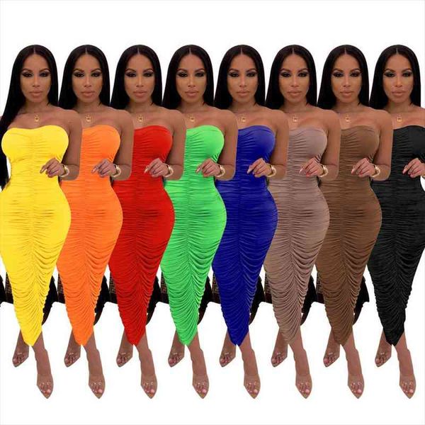 

strapless long pleated womens dress off shoulder draped bodycon sundress backless party club summer clothings, Black;gray