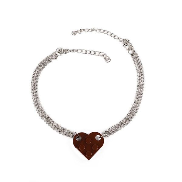 

charm bracelets 2pcs brick heart for lovers couple lover friend men drop, Golden;silver