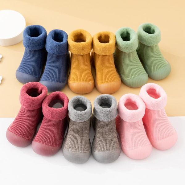 

first walkers warm toddler socks shoes anti-slip baby walker boys girls kids rubber soft sole floor shoe knit booties