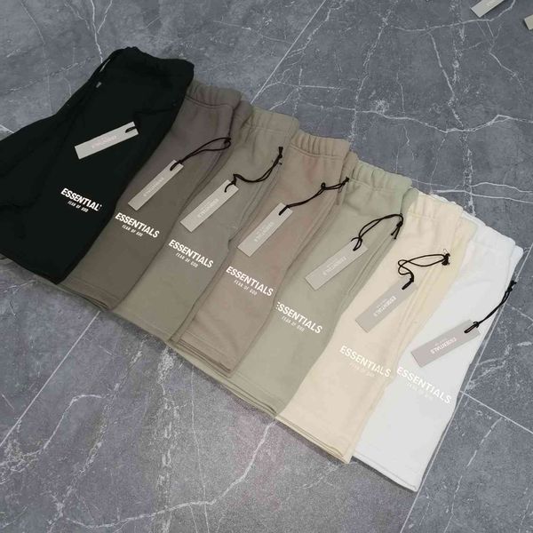 

feel of god fog double line essentials guard pants light fleece 5-point shorts 3m letter reflective, White;black