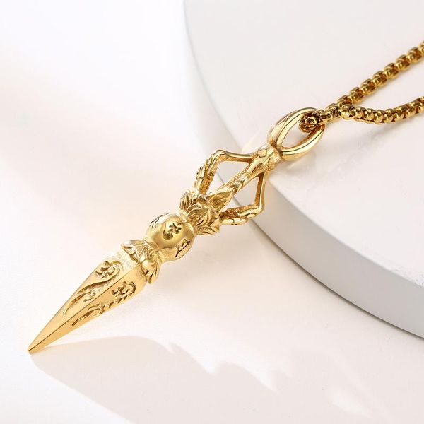 

chains stainless steel tibetan buddhism pendant necklace for men jewelry, Silver