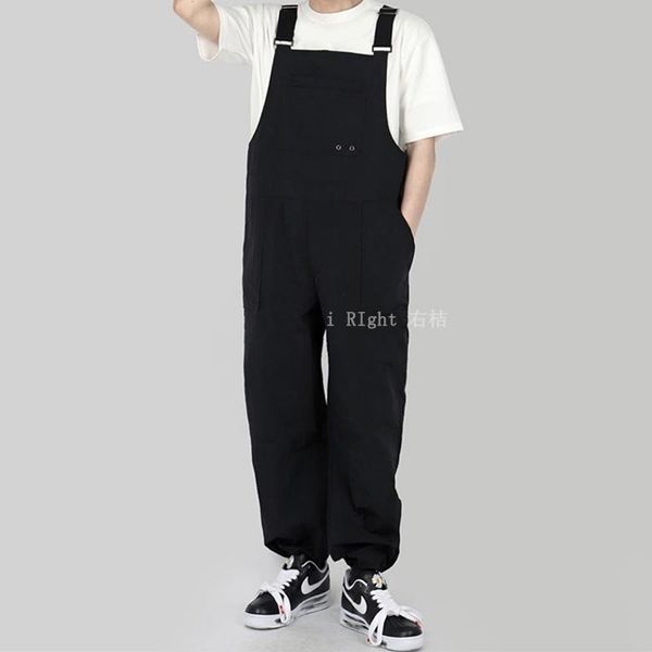 

men's pants korean version of overalls male straight-leg student nine-point trendy casual loose all-match trousers, Black