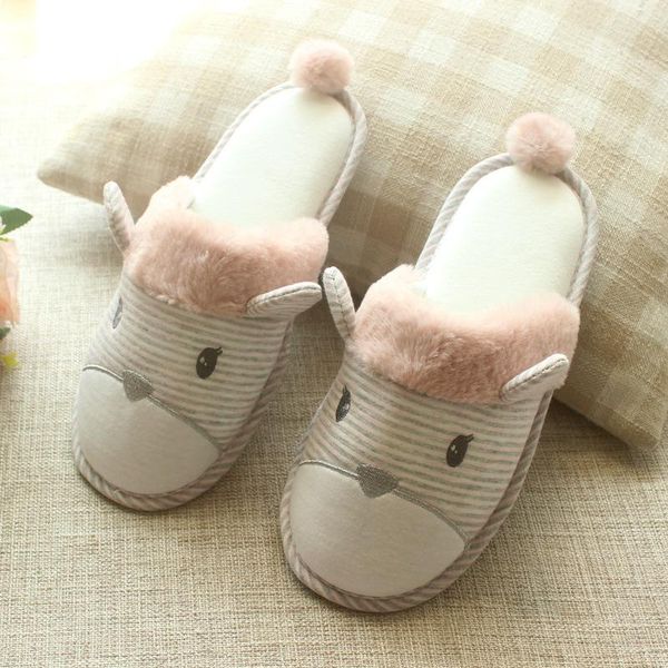 

slippers cotton women bear penguin soft comfortable non-slip animal indoor house family slipper, Black