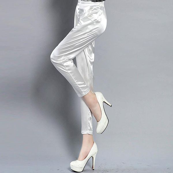 

tingyili office satin elegant korean womens capris harem black white khaki