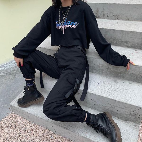 

women's shorts korean-style female jumpsuit released hip hop student sports ankle-tied pants hare, White;black
