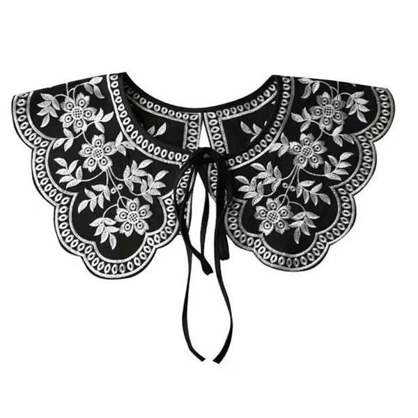 

bow ties 1pc embroidery collar retro fake embroidered shawl clothing accessory, Black;gray