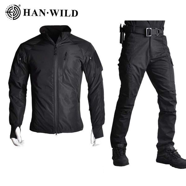 

hiking jackets tactical softshell cycling jacket / pants camouflage hunting suits military uniform windproof camping, Camo;black