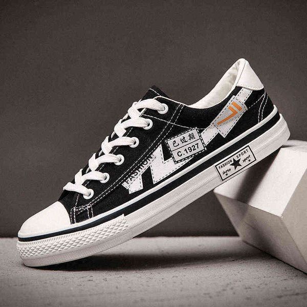 

huili canvas shoes men's low spring white student versatile sports board korean version, Black