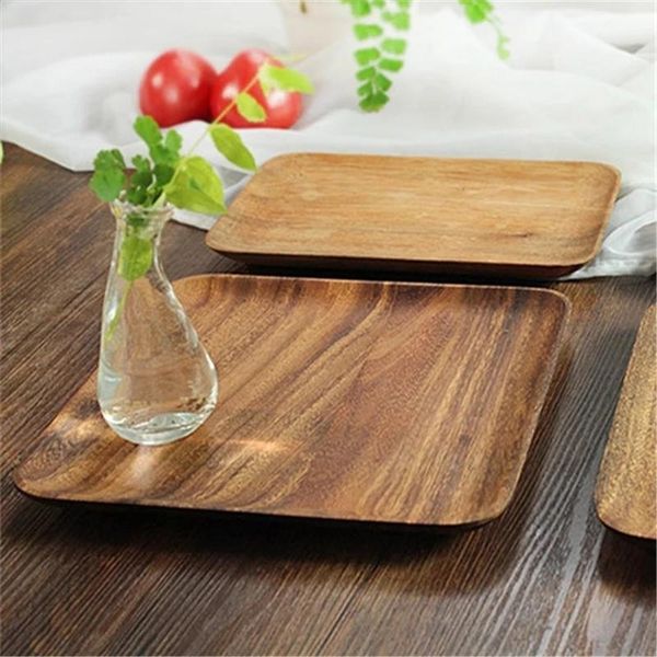 

solid wood pan plate fruit dishes saucer tea tray dessert dinner bread pizza rectangle storage square & plates