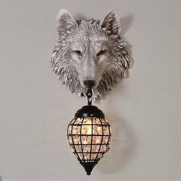 

wall lamp modern nordic resin wolf creative led animal fixture for living room loft industrial cafe bar e27