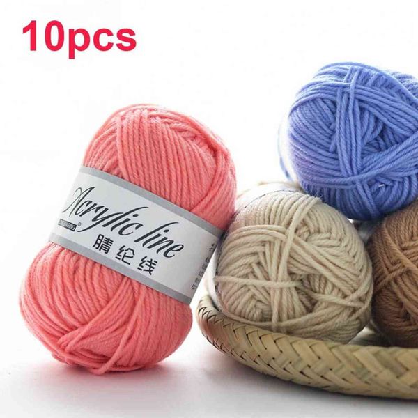 1 pc novo 10 pcs 50g / pcs acrílico lã fio fio quente diy tricô macio bebê camisola chapéu de malha crianças adultoscarf supersoft atacado y211129