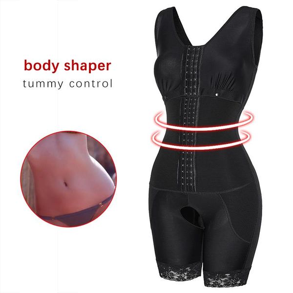 

women's shapers female slimming waist trainer bodysuit tummy control body shaper playsuit bulifter belly sheath shapewear breasted ling, Black;white