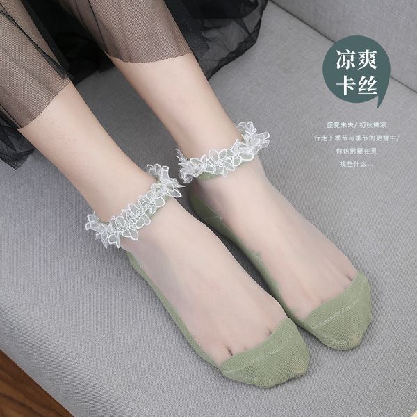 

socks hosiery pearl children net red summer lace socks, Black;white