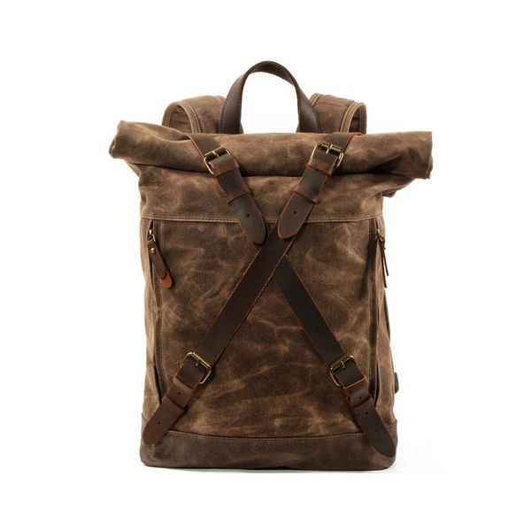 

backpack 2021 large capacity backpacks oil wax canvas for men anti theft mountaineering travel waterproof bag