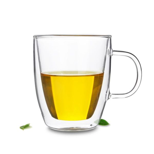 

mugs practical double wall heat resistant glass teacups coffee water wine [(no lid), about 380ml/pc]
