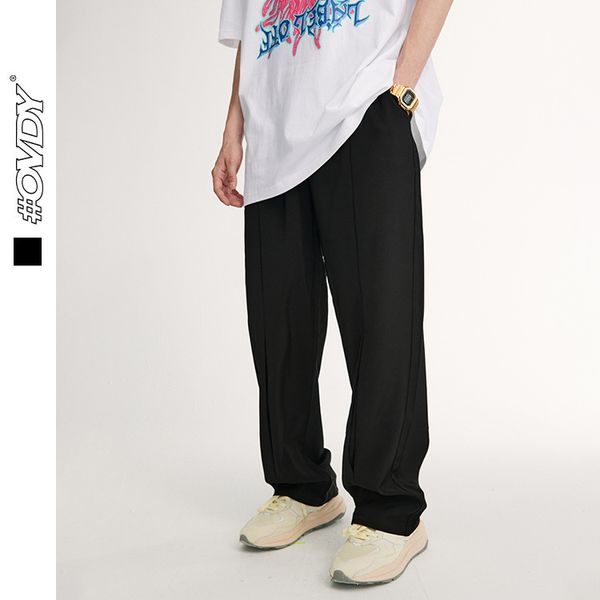 

wxwovdy men's 2021 spring and summer fashion brand dark personality straight simple men's, Black