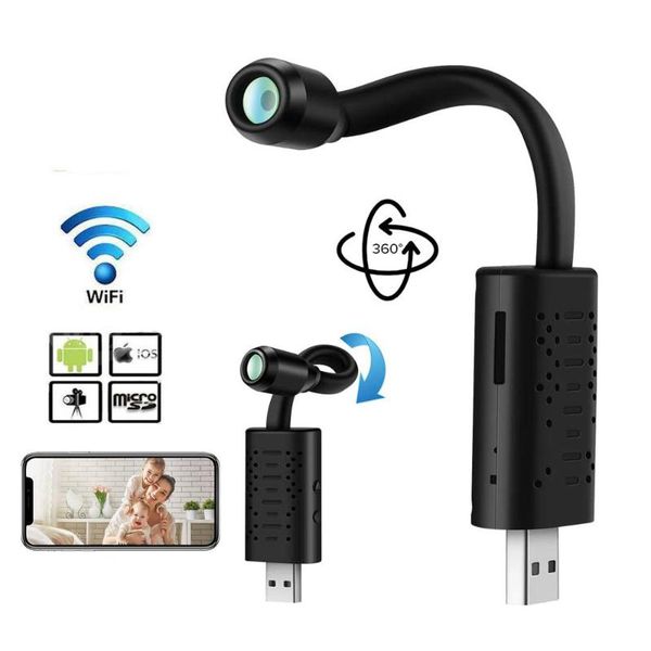 

mini cameras ip cam u21 hd smart camera wireless wifi usb surveillance camcorder real-time ai human detection loop recording micro
