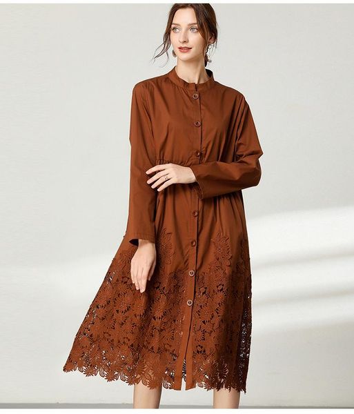 

maternity dresses temperament women in the long lace patchwork coat, White