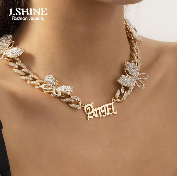 

chains jshine goth bling rhinestone butterfly angel pendant choker necklace for women bridal wedding crystal aesthetic neck jewelry, Silver