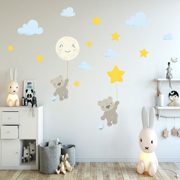 

wall stickers flying bear watercolor nursery decals diy cartoon animal neutral decoration for kids room