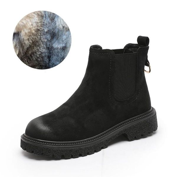 

boots lsxjk snow women 2021 plus velvet thick winter short tube cotton non-slip sports net red warm shoes, Black