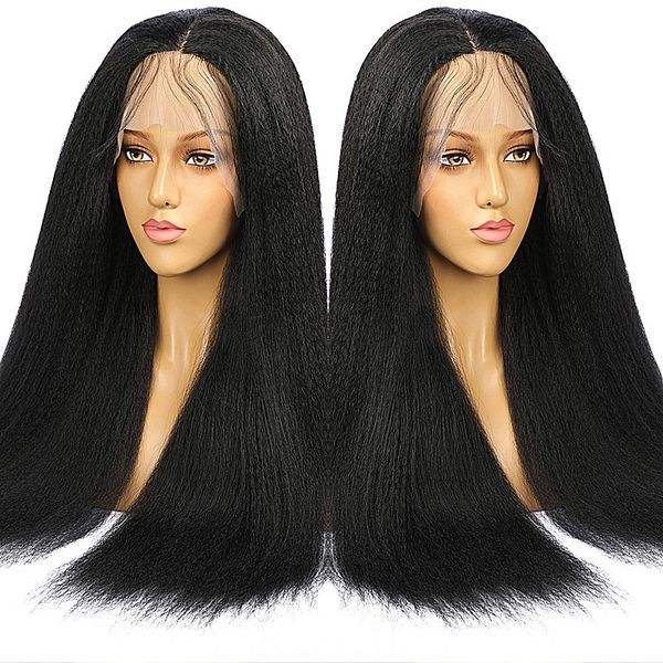 

costume accessories kinky straight fiber hair lace front wigs for black women pre plucked synthetic glueless lace frontal wig, Silver