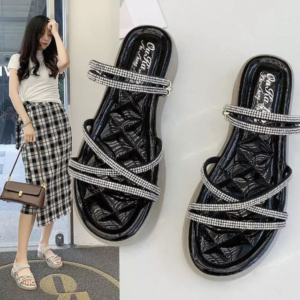 

summer new womens shoes flat bottom jelly bottom fashion sandals, Black
