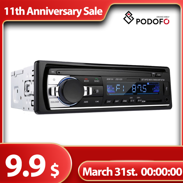 

car audio podofo 1din in-dash radios stereo remote control digital bluetooth music 12v radio mp3 player usb/sd/aux-in