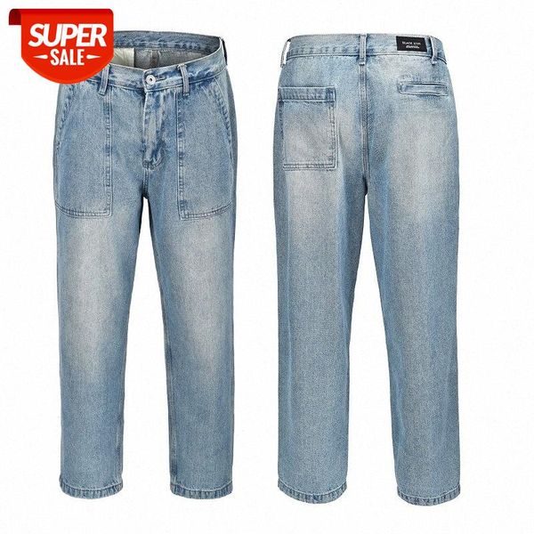 

tooling retro hip-hop washed street loose flow men's old casual jeans #t06m, Black